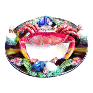 Final Clearance Salted Baked Crab Crustacean Majolica Trompe l'Oeil of Mid 20th Century - 13"