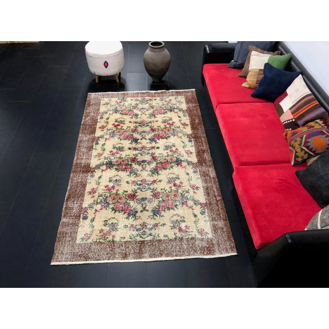 1960s Handmade wool and cotton rug in Turkish Anatolia Carpet, Vintage Oushak Rug, Turkish Vintage Anatolian Rug, Handmade...