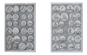 Original 1745 British Engravings, Medals of King William + Queen Mary (Matted, Set of 2)