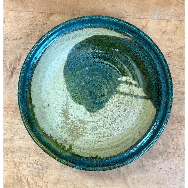 Vintage Abstract Glazed Pottery Bowl For Sale - Image 4 of 12