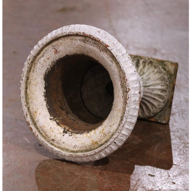 White Mid-19th Century French Weathered Painted Iron Medici Vases - Set of 4 For Sale - Image 8 of 9