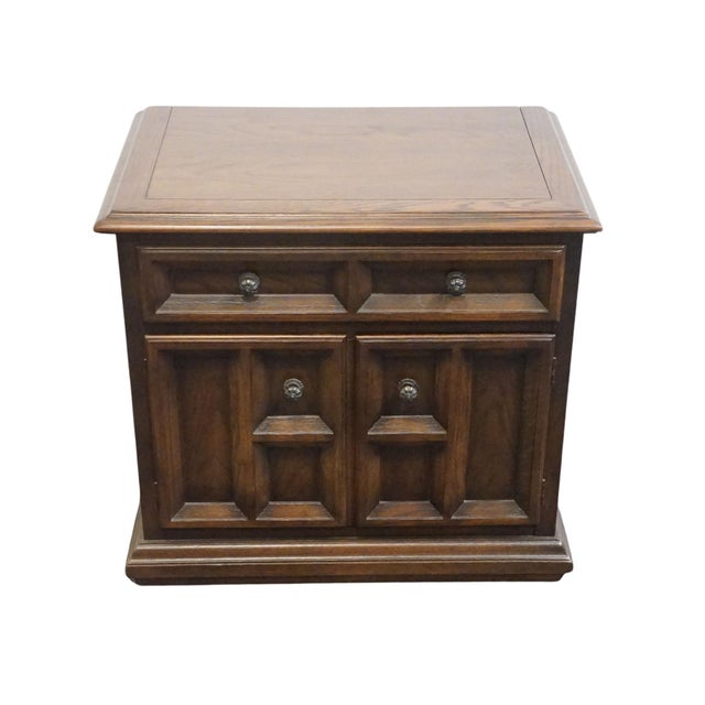 Mediterranean Century Furniture Solid Oak Spanish Mediterranean 26" Cabinet Nightstand For Sale - Image 3 of 13