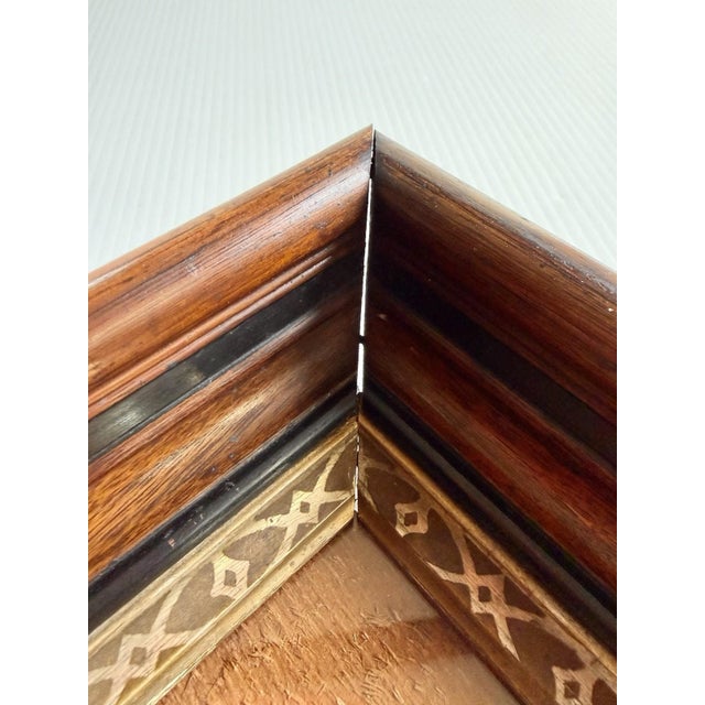 Early 20th Century Antique Deep Dark Wood Picture Frame With Gold Detail, Wood Back 12x14” For Sale - Image 5 of 13