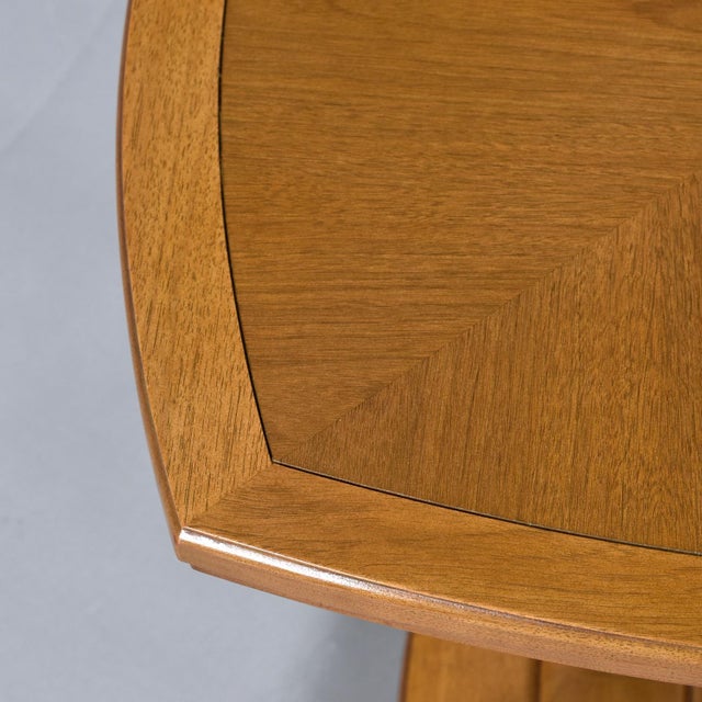 Drexel Eastrend Pecan and Burl Biedermeier Style Pedestal Cocktail Side Table For Sale - Image 13 of 15