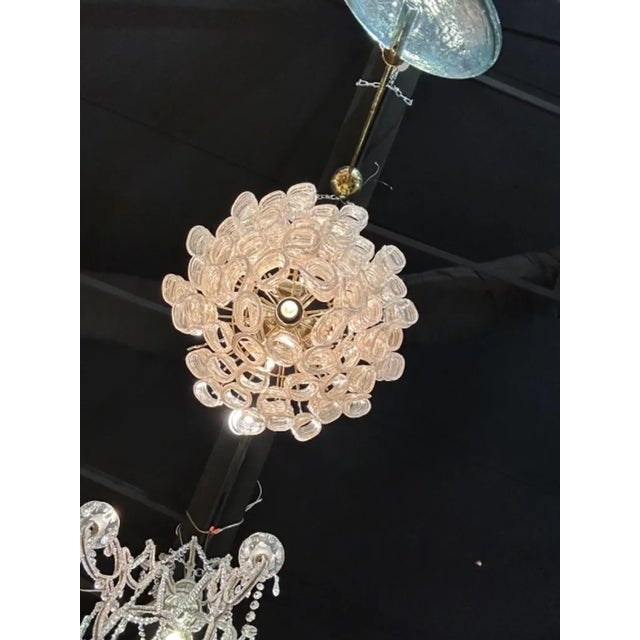 Early 21st Century Vintage Murano Spiral Blush Glass Waterfall Chandelier For Sale - Image 5 of 5