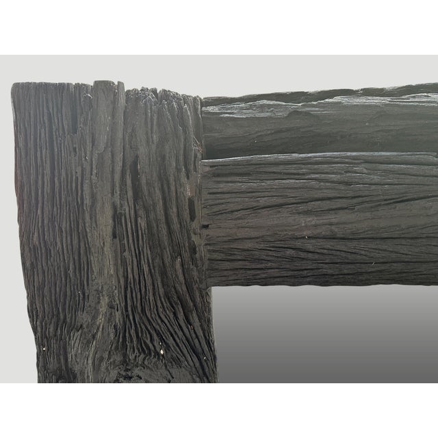 Andrianna Shamaris Charred Iron Wood Frame Mirror For Sale In New York - Image 6 of 6