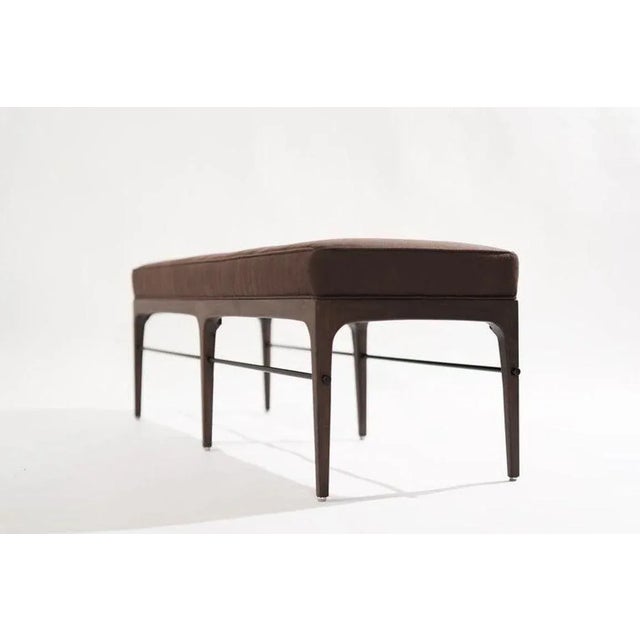 Wood Linear Bench in Dark Wanut Series 60 by Stamford Modern For Sale - Image 7 of 12