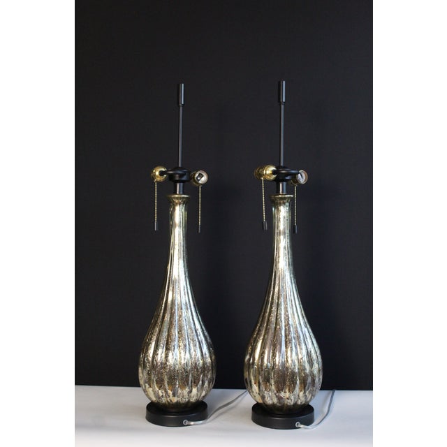 Silver Mid 20th Century Italian Avventurina Influence Mirrored Lamps - a Pair For Sale - Image 8 of 12