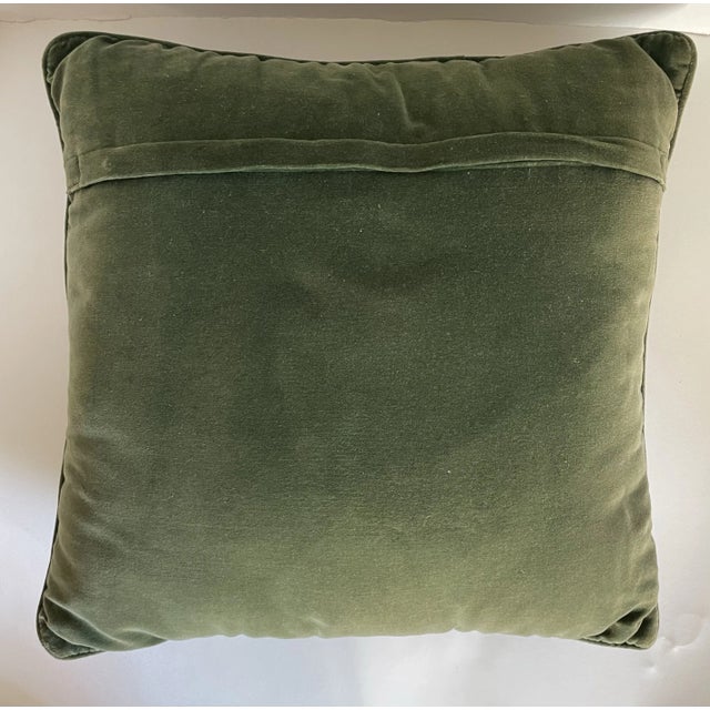 Textile Vintage Grapevine Needlepoint and Velvet Accent Pillow For Sale - Image 7 of 8