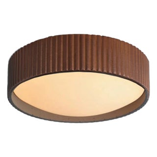 Tambo Flush Mount Ceiling Light by Nova of California - Glass Diffuser, Weathered Brass, Dark Walnut, Dimmable, 14" For Sale