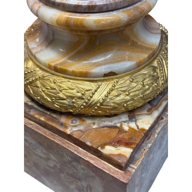 A Pair of Ormolu Mounted Onyx Pedestal Jardinieres by H. Journet For Sale In Los Angeles - Image 6 of 9