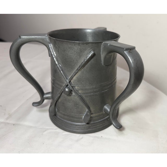 Antique 1901 Hand Engraved Pewter Harbor Point Golf Tournament 3 Handle Trophy For Sale - Image 4 of 13