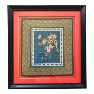 Framed Chinese Floral Silk For Sale