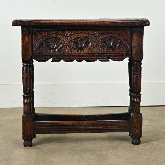 Brown English 17th Century Jacobean Style Stool For Sale - Image 8 of 12