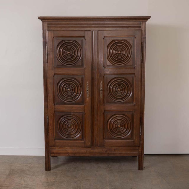 French 1940s French Carved Wood Cabinet by Charles Dudouyt, Attributed For Sale - Image 3 of 17