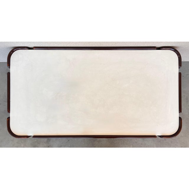 Mid-Century Modern Rectangular Table with Curved Legs and White Top For Sale - Image 11 of 18