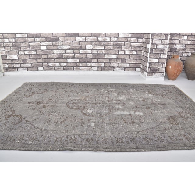 Dove Grey Oushak Antique Carpet For Sale - Image 4 of 10