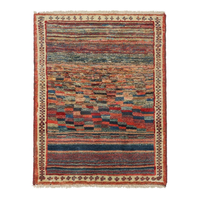 Vintage Gabbeh Tribal Rug in Polychromatic Abstract Pattern For Sale