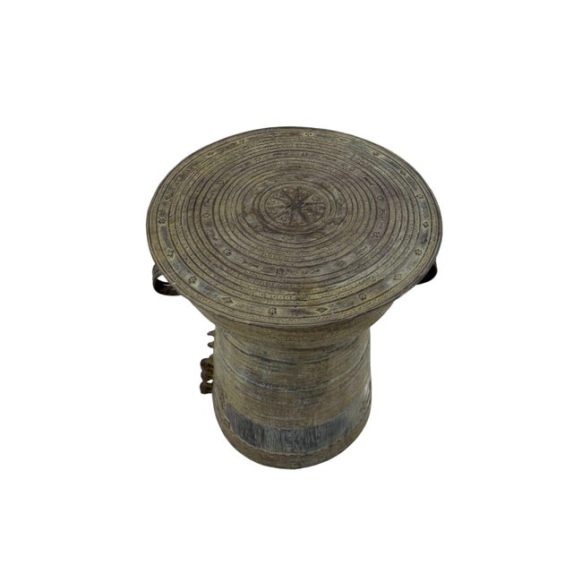 Cast Bronze Rain Drum With Elaborate Detail Patina Finish For Sale - Image 10 of 11