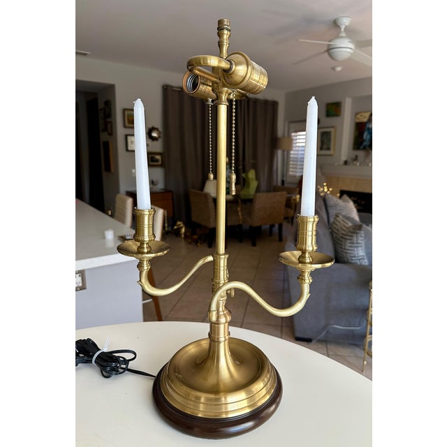 Brass Pair Brass Bouillotte Candleholder Table Lamps Wildwood For Sale - Image 8 of 15