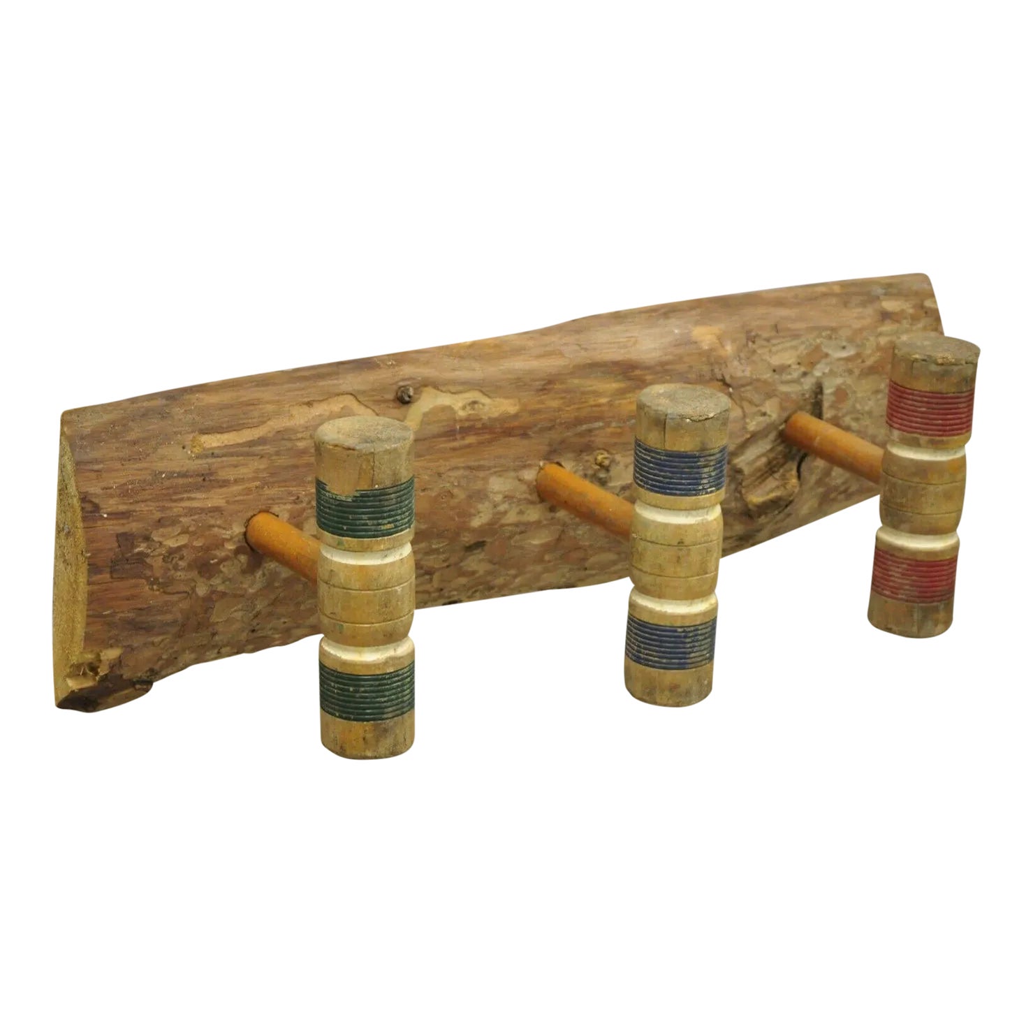 Vintage Croquet Mallet Repurposed Wall Hook Hat Rack Shelf Holder