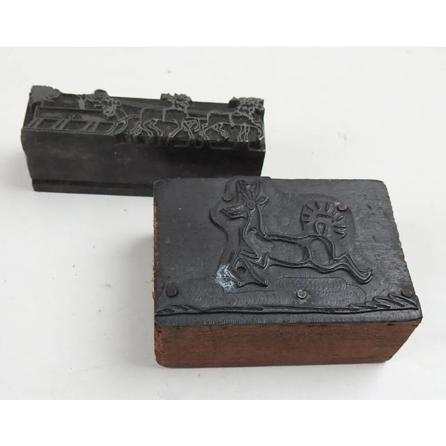 Vintage Christmas Letterpress Print Blocks For Sale - Image 4 of 5
