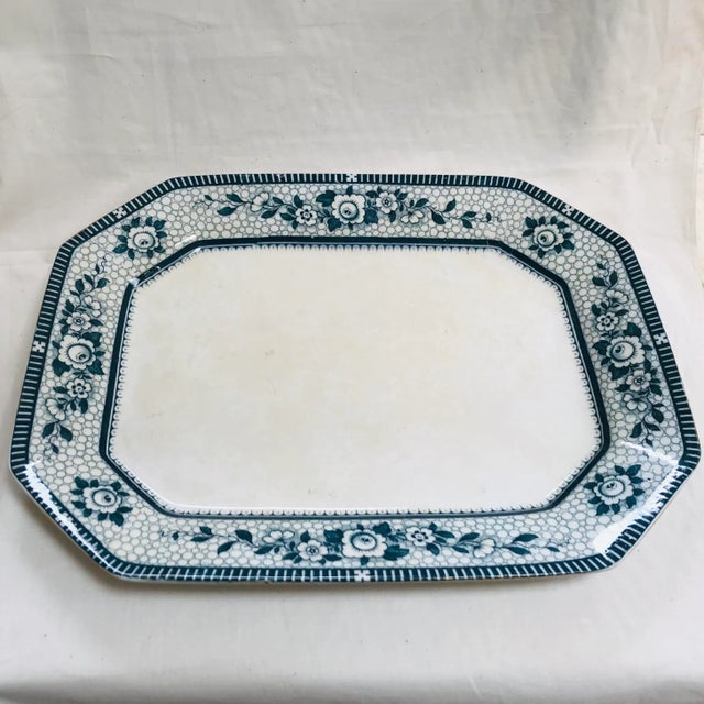 Blue Antique Burleigh Ware Large Blue & White Platter For Sale - Image 8 of 8