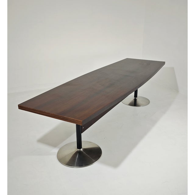 Vintage Conference Table in Wood and Steel, 1970s For Sale - Image 11 of 18
