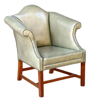 English Library Wing Back Chair of Upholstered Leather and Walnut