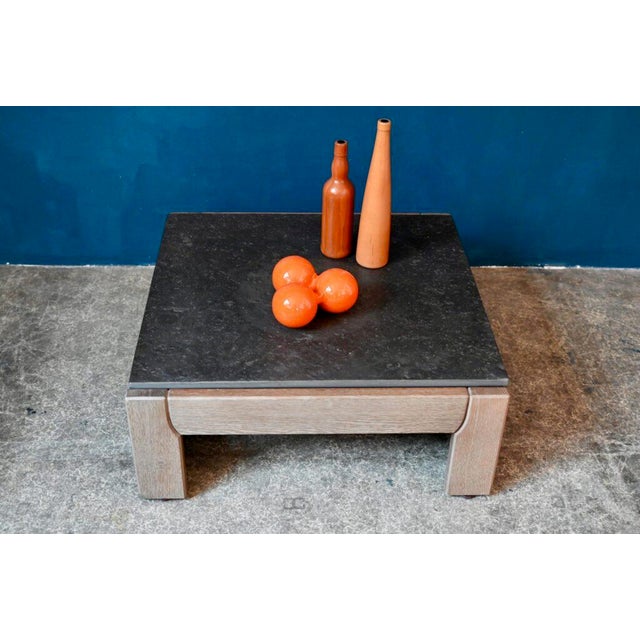 Brutalist Coffee Table in Slate and Wood For Sale - Image 14 of 16