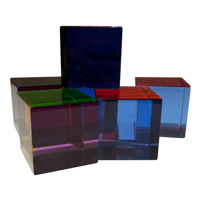 Vasa Mihich Acrylic Cube Sculptures Mid Century Post Modern For Sale