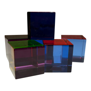 Vasa Mihich Acrylic Cube Sculptures Mid Century Post Modern