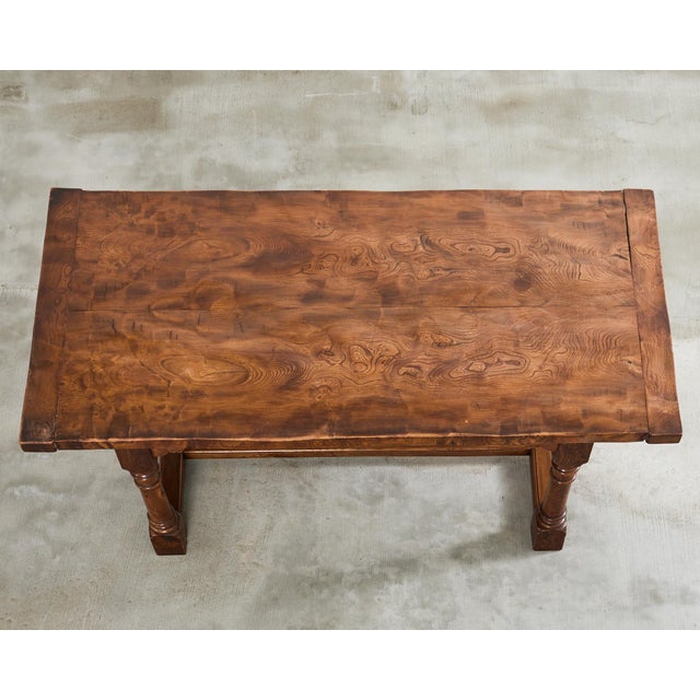 Country French Provincial Hardwood Farmhouse Trestle Dining Table For Sale - Image 4 of 12