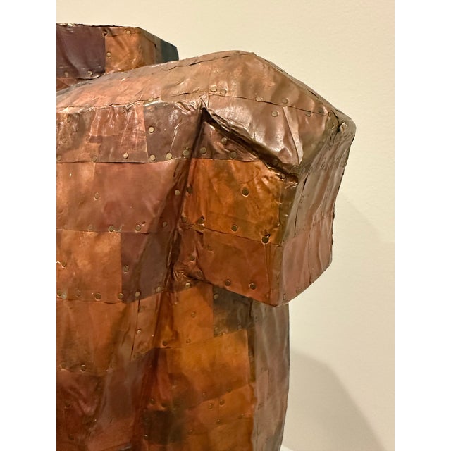 Mid-Century Modern Midcentury, Heavy, Copper Cladded Wood Torso, Monogrammed For Sale - Image 3 of 9