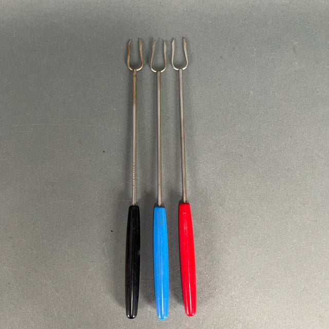 Vintage Mid-Century Modern Teak Wood Fondue Forks Inox France Perk Switzerland - Mixed Lot of 13 For Sale - Image 10 of 13