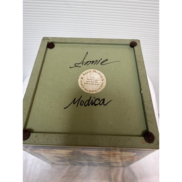 Plastic Annie Modica Floral Bathroom Bin, Signed For Sale - Image 7 of 12