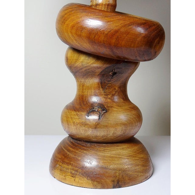 Vintage Scandinavian Style Table Lamp in Carved Turned Wood, 1960s For Sale - Image 13 of 16
