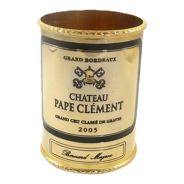 Vintage French Silver-Plate Wine Sleeve, Commemorating 2005 Château Pape Clément Bordeaux For Sale