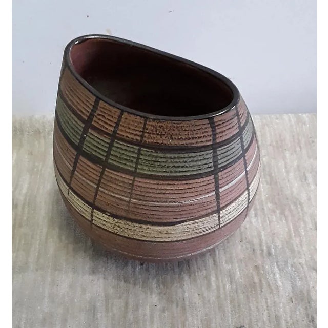 Vintage German Ceramic Vase with Geometric Colored Decor from Dümler & Breiden,, 1960s, in Good conditions. Designed 1960...