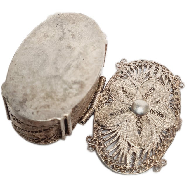 Metal Russian Silver Filigan Pill Container, Germany, 1930s For Sale - Image 7 of 9