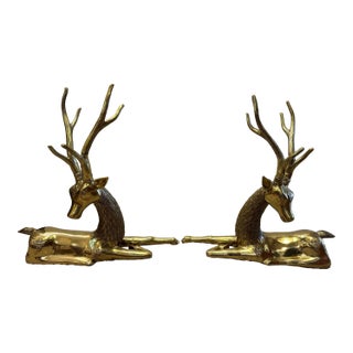 Brass Deer Sculptures -a Pair For Sale