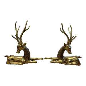 Brass Deer Sculptures -a Pair