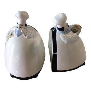 Vintage Fitz and Floyd Ceramic Chef Bookends - a Pair For Sale