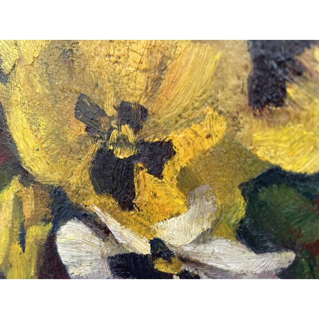 Antique Oil Painting with Flowers – Pansies – Floral Still Life Antique oil painting depicting a floral still life with...