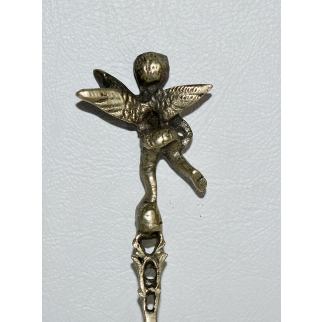 Antique Silver Figural Winged Cherub Salt Spoon For Sale - Image 9 of 13