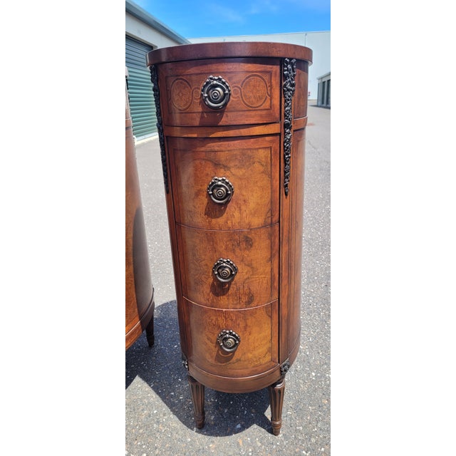 Pair 1920s Tall Oval French End Table Night Stands For Sale - Image 15 of 18