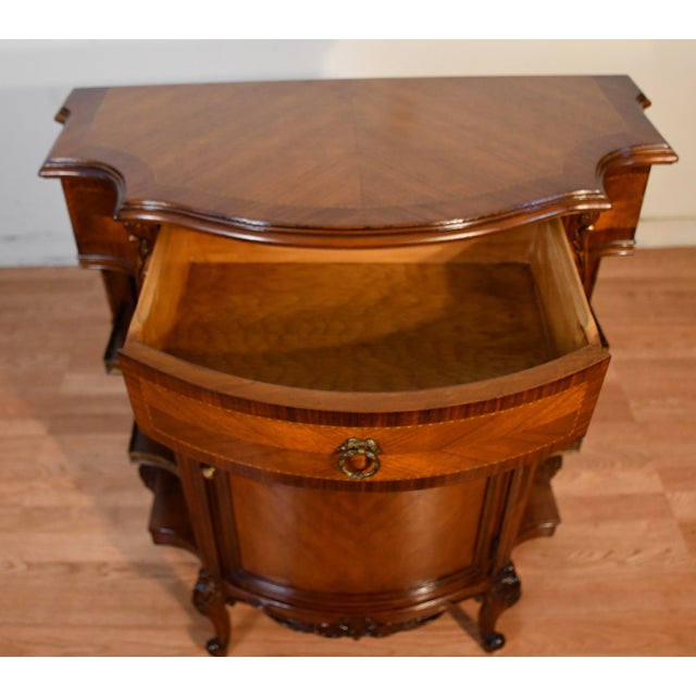 1920s Antique French Louis XV Walnut & Satinwood Inlay Cabinet Entry Hall Stand For Sale - Image 14 of 18