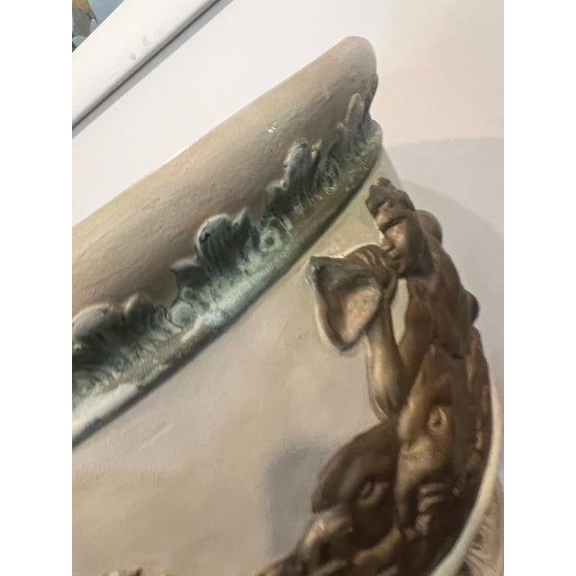 Sculpture Materials 1950's Italian Plaster Cherub Pedestal Jardinier Gold For Sale - Image 7 of 12