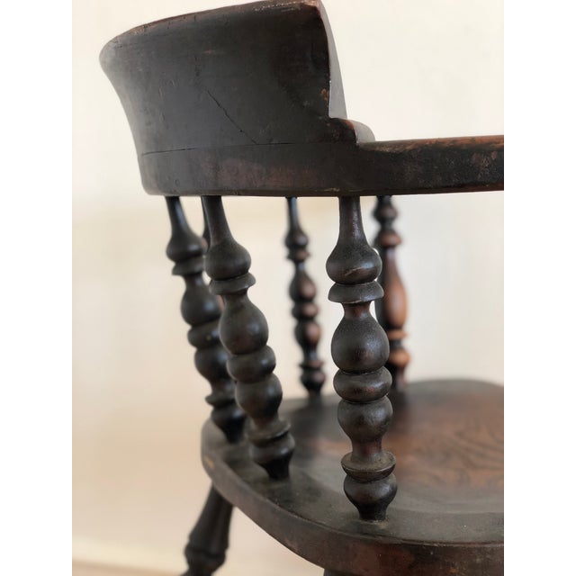 Antique Wooden Captain’s Chair Denmark For Sale - Image 6 of 10