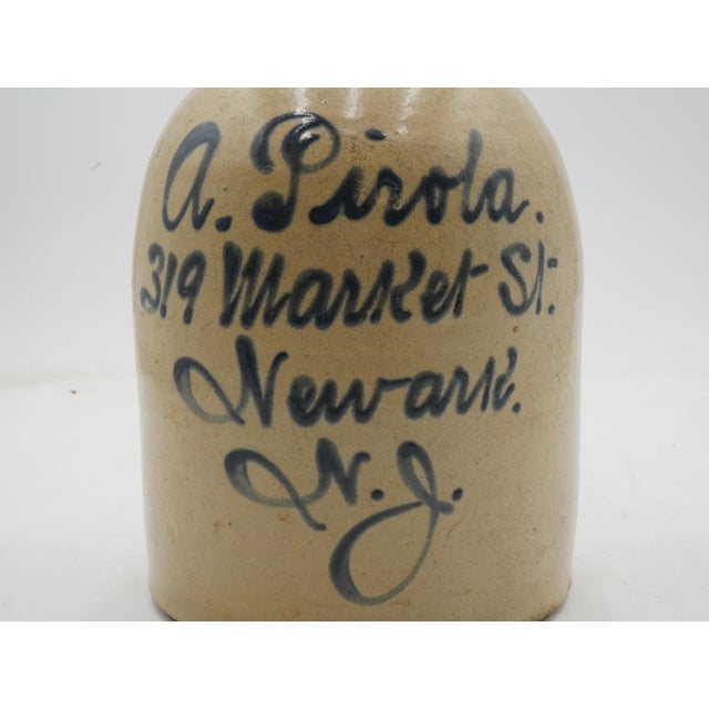 Antique A. Pirola Blue Stoneware Crock Jug For Sale - Image 4 of 10